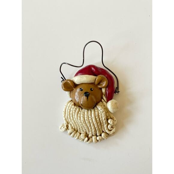 Handsome Vintage Mouse Bear Santa’s Hat Ornament - Picture 1 of 4